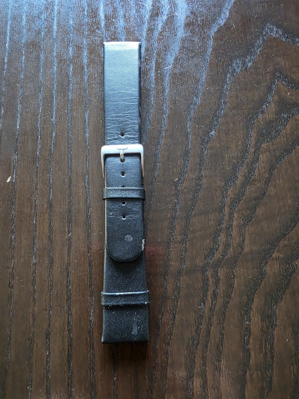 Men's Black Leather Belt Bag Strap with Silver Buckle